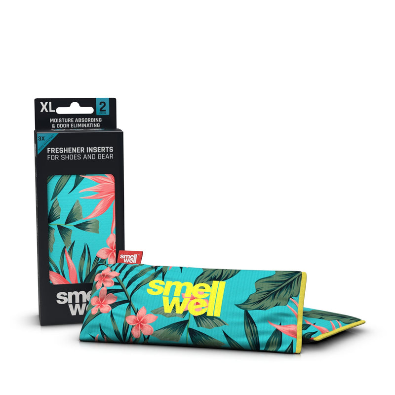 SmellWell XL Active Odour Remover, Shoe Deodorant, Bamboo Activated Carbon Odour Absorber, Moisture Absorber for Shoes, Bags and Against Sweaty Feet (Tropical Floral XL, 1 Pair, 2 x 125 g) 2 Stück XL (2 x 125g) Scented - Tropical Floral - BeesActive Australia