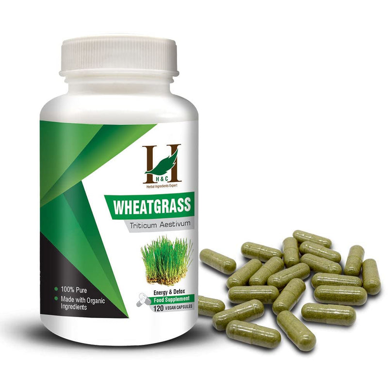 H&C Wheat Grass Capsules - 900mg per Serving, 120 Vegan Capsules | Healthy Superfood 120 Count (Pack of 1) - BeesActive Australia