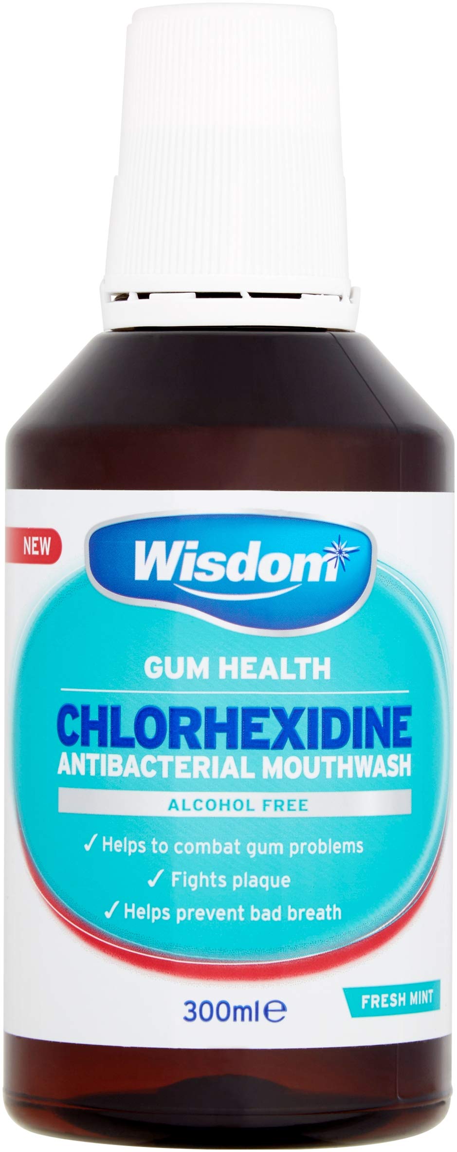 Wisdom Chlorhexidine Mouthwash - Fresh Mint - Alcohol Free (2 x 300ml Bottles) - BeesActive Australia