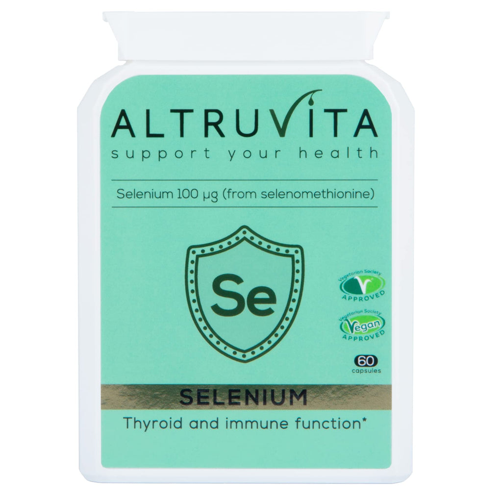 Altruvita Selenium | 100�g | 60 Days Supply | Maintain normal function of Thyroid & immune function | Maintain normal Hair & Nails | 60 Vegan Capsules - BeesActive Australia