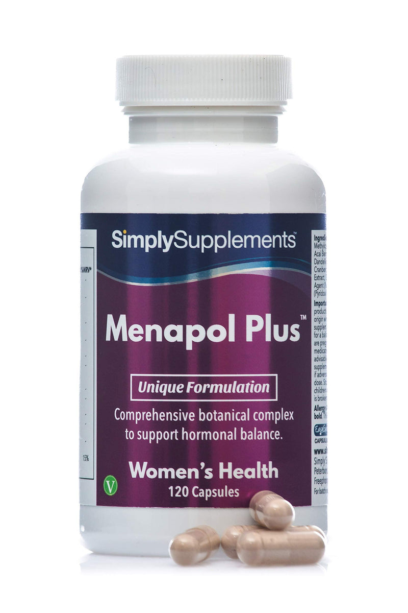 Menapol Plus for Hormonal Balance | SOYA Isoflavones, Siberian Ginseng & Red Clover Capsules | 120 Capsules | Manufactured in The UK - BeesActive Australia