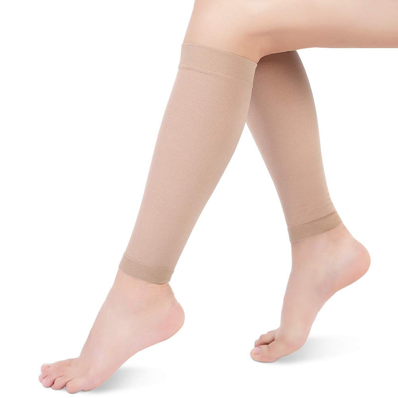 Yosoo Health Gear Calf Compression Socks, Compression Stockings with Medical Gradient Compression, 20-30mmHg Footless Compression Calf Sleeves for Shin Splint, Varicose Vein, Edema, Women & Men Beige Medium - BeesActive Australia