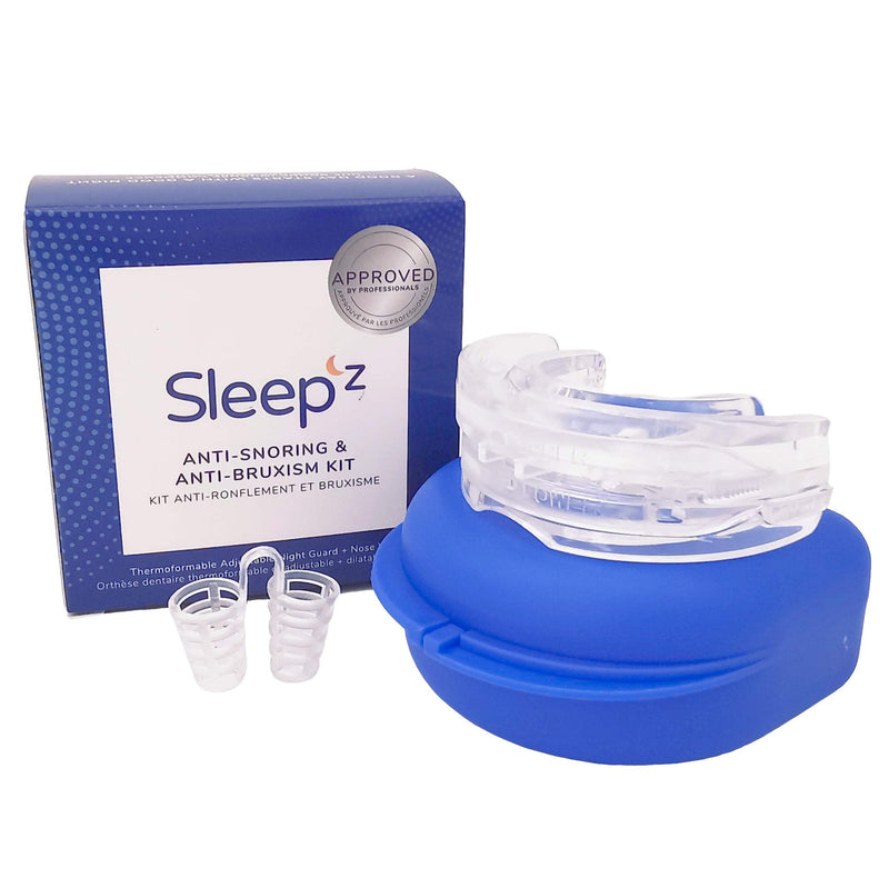 Sleep'Z Adjustable Mandibular Advancement Device - Snore Stopper, Snoring Mouth Guard with 4 Nasal Dilators, Sleep Apnea Devices, Anti Snore Mouth Guard, Anti Snoring Devices, Anti Snoring Mouthpiece - BeesActive Australia