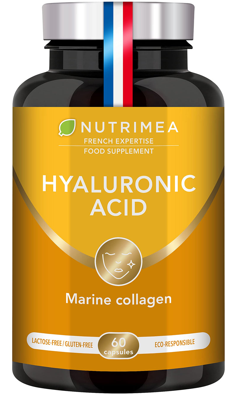 Hyaluronic Acid & Marine Collagen - Enriched with Vitamins A & C - Natural Anti-Wrinkle, Restructure Skin, Protect Joints and Anti-Aging - New Formula - Plant-Based Capsules - French Expertise - BeesActive Australia
