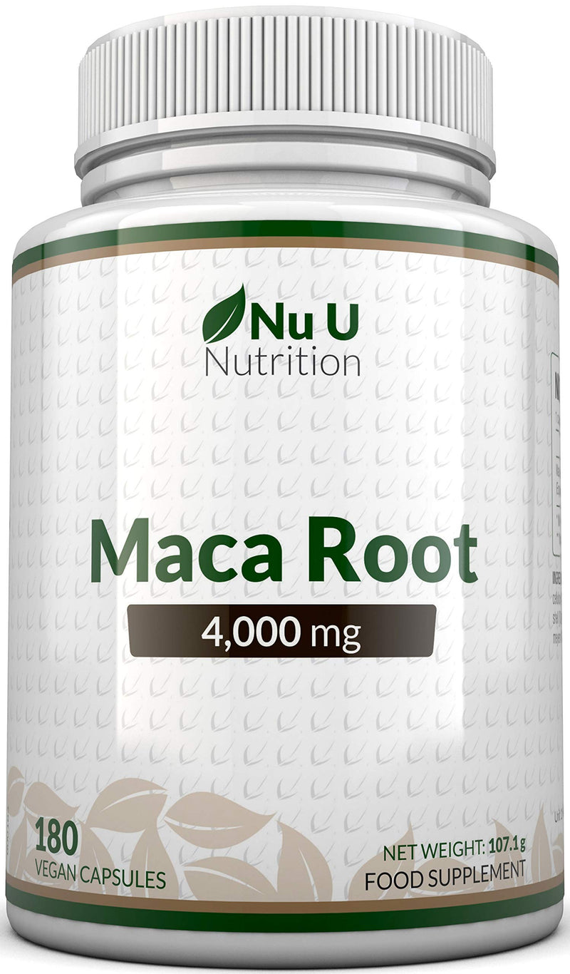 Maca Root Capsules 4000mg - 180 Vegan Capsules - 6 Month Supply - High Strength Peruvian Maca Root for Men and Women - Made in The UK - BeesActive Australia