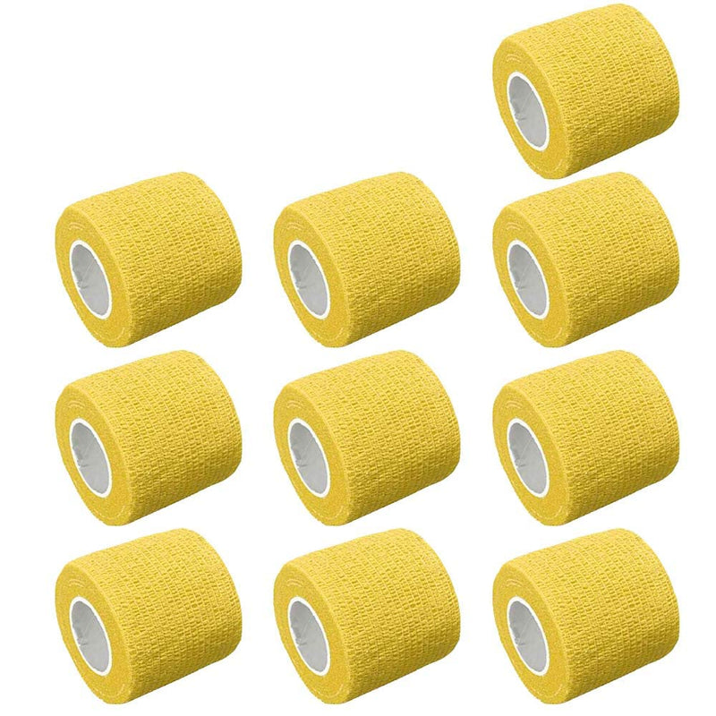 Mintice™ 10 X Self Adhesive Cohesive Wrap Bandages Strong Elastic First Aid Tape Skin Color for Wrist Ankle Sport 4.5mx5cm Yellow - BeesActive Australia