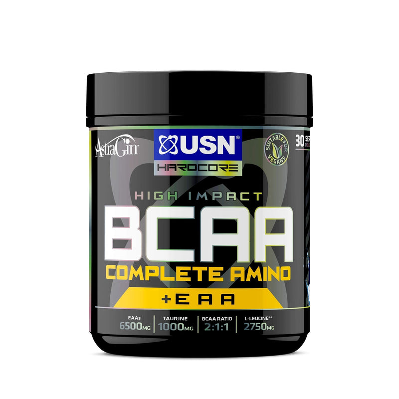 USN Complete Amino Blue Raspberry Flavour BCAA + EAA 400g (30 Servings): High Impact Essential Amino Acids & BCAA Powder 400 g (Pack of 1) - BeesActive Australia