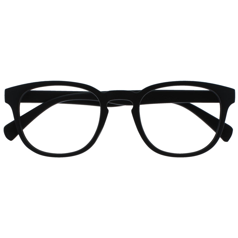 Opulize Pop Reading Glasses Fun Round Matt Frame Black Spring Hinges Scratch Resistant Mens Womens R2-1 +1.50 Smooth Matt Black +1.50 Magnification - BeesActive Australia