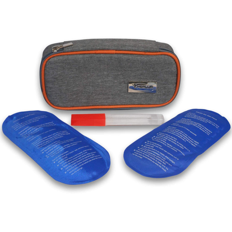 Travel Insulin Cool Bag by HEALUA- Diabetic Organizer Portable Medical Travel Cooler Case Pack with 2 X 48 Hour Extra Cool Reusable Ice Packs, Thermometer & Used Needle Pouch - Carry On Approved Size 1 Count (Pack of 1) - BeesActive Australia