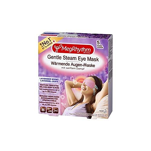 MegRhythm Self Heated Gentle Steam Eye Mask, Lavender, for Relaxation and Eye Strain, Pack of 5 5 Count (Pack of 1) Lavendar - BeesActive Australia