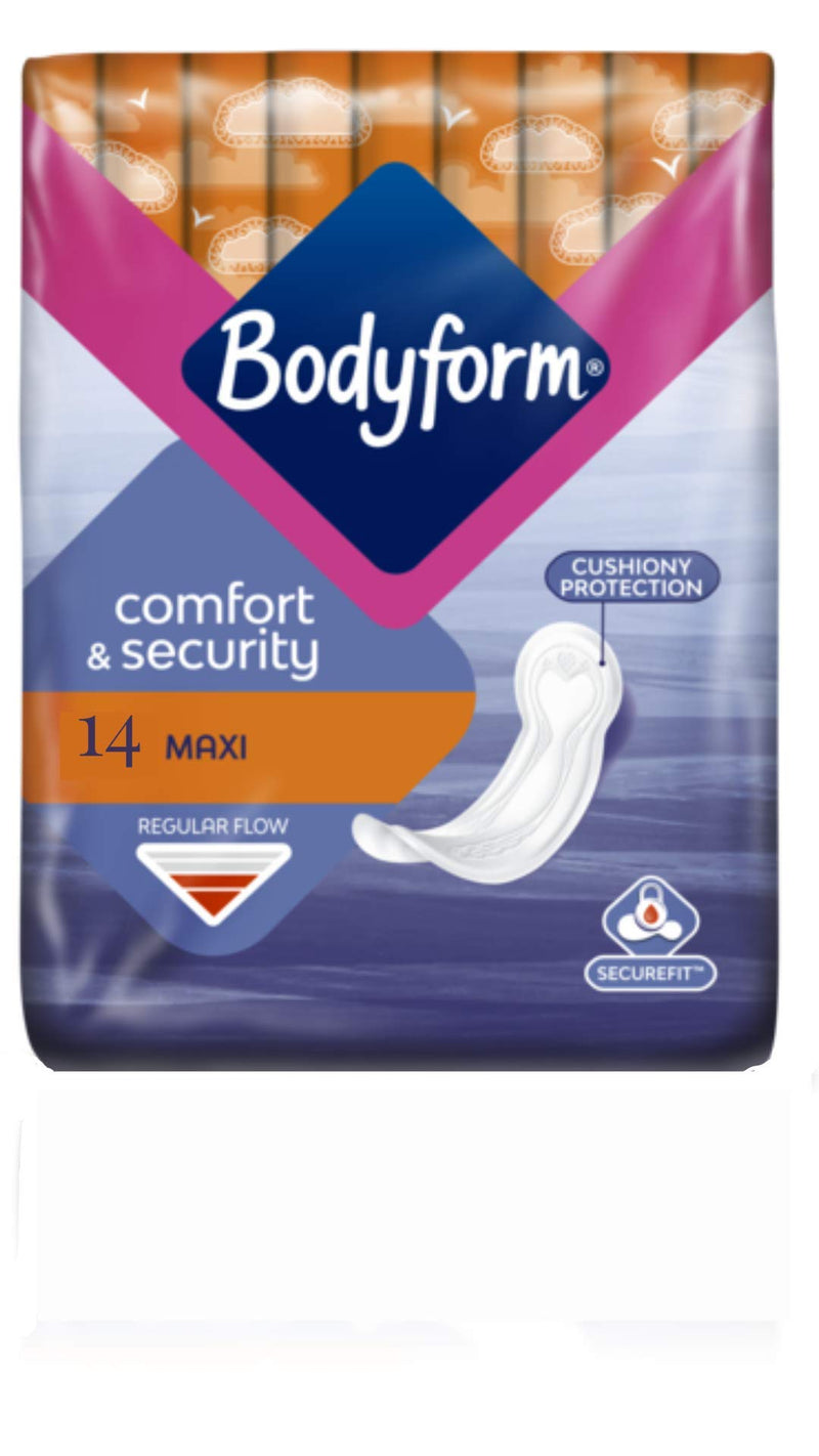 Bodyform Maxi Normal Sanitary Towels 14 - Total 56 Towels (Pack of 4, Maxi 14) 14 Count (Pack of 4) - BeesActive Australia
