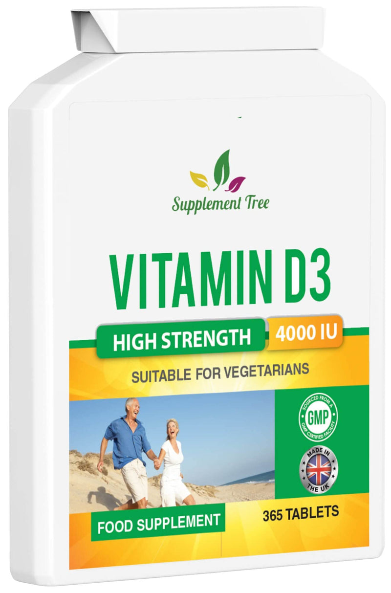 Vitamin D 4000IU 365 Vegetarian Tablets | High Strength Cholecalciferol Vitamin D3 Supplement | UK Manufactured - BeesActive Australia