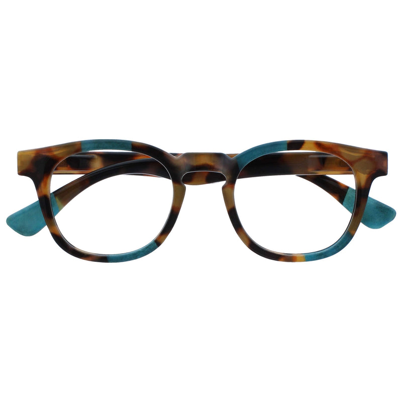 Opulize Ava Womens Ladies Brown Tortoiseshell Turquoise Super Comfort Fit Reading Glasses Spring Hinges R62-Q +2.00 +2.00 Magnification (Pack of 1) Brown Tortoiseshell With a Touch of Turquoise - BeesActive Australia