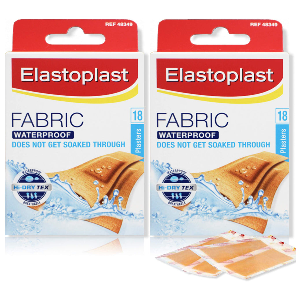 Elastoplast Double Pack of Waterproof Fabric Plaster Strips 2 x 18 Strip Bandage for First Aid 18 Count (Pack of 2) - BeesActive Australia