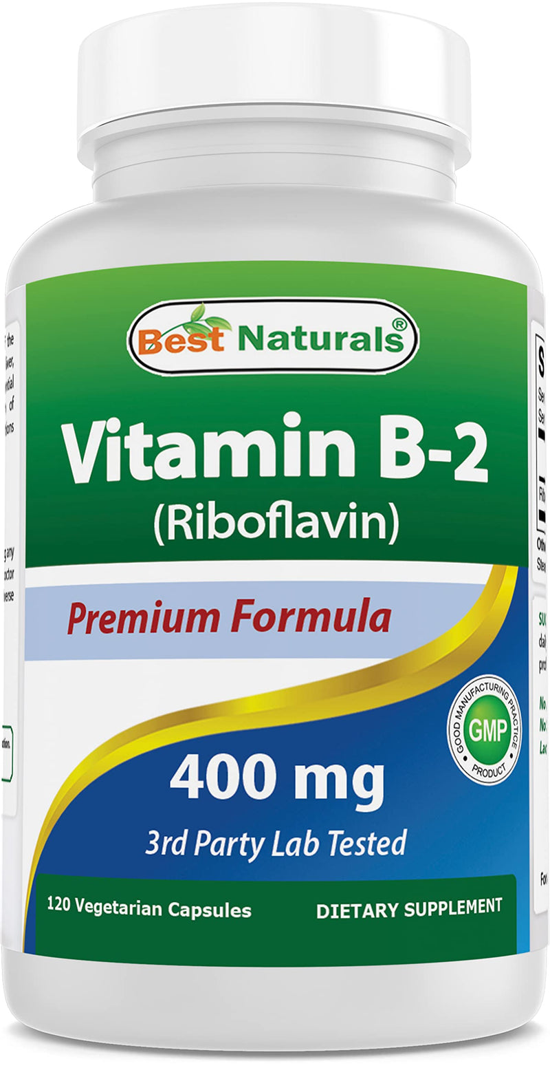 Best Naturals Vitamin B2 (Riboflavin) 400mg - Veggie Capsules - Conezyme Precursor - 120 Count (120 Count (Pack of 1)) 120 Count (Pack of 1) - BeesActive Australia