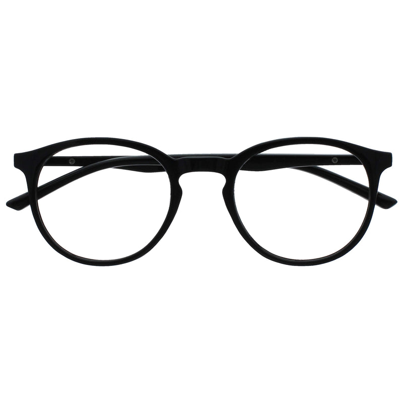 Opulize Met - Blue Light Blocking Glasses Slim Round Frame Scratch Resistant Spring Hinges Improve Sleep Computer Gaming Anti-Reflective Black Mens Womens B60-1 +0.00 0 Magnification (Pack of 1) - BeesActive Australia