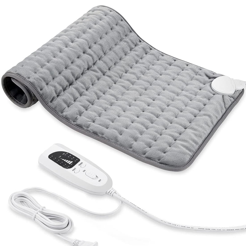 Heating pad, Electric Heat Pad with Automatic Switch-Off and 6 Temperature Levels Heating pad for Back Neck Shoulder Belly Heating Technology - Machine Washable. (Silver Gray, 12" x 24") Silver Gray 30.48x60.96 cm (Pack of 1) - BeesActive Australia