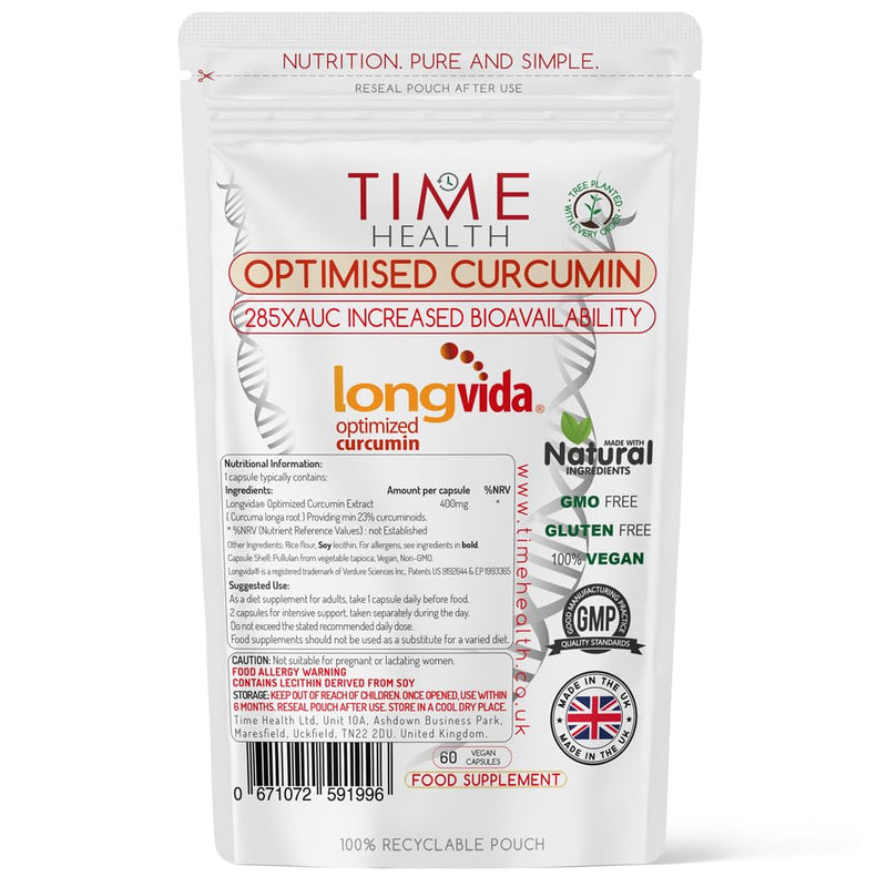 Longvida Turmeric - Clinically Proven - 285XAUC Increased Bioavailability - Vegan - Pullulan - BeesActive Australia