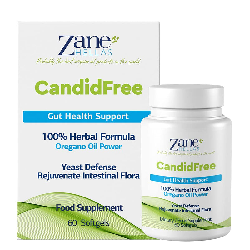 Zane Hellas Candidfree Softgels. Oregano Oil Power. Candida Support. Gut Health Support. Colon Health Support. Intestinal Flora Support. 100% Herbal Solution. 120 Softgels. Pack of 2. - BeesActive Australia