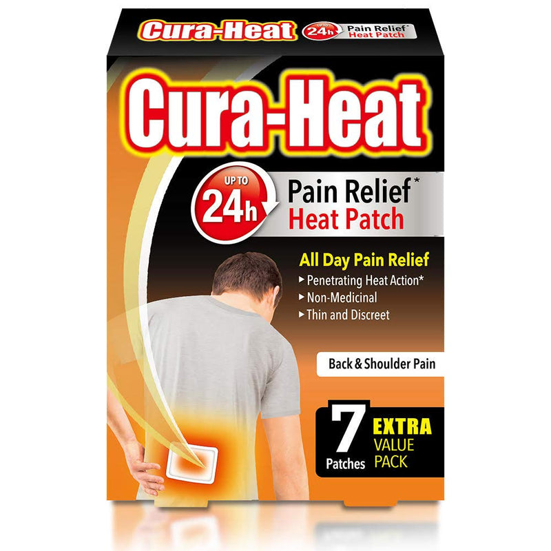 Cura-Heat Back and Shoulder Pain heat patche | 7 patches | Targeted Pain Relief | Pain relief up to 24h | Penetrating Heat Action - BeesActive Australia