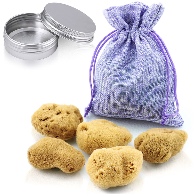 tom&pat Menstrual Sponge, Natural Tampon Alternative, DERMATEST: Very Good, with Jute Bag & Changeable Box for on The go, Natural Sponge as Period Sponge, Reusable, Zero Waste (Size: M / 5 x 5-7 cm) 5 pieces (5-7 cm) - BeesActive Australia