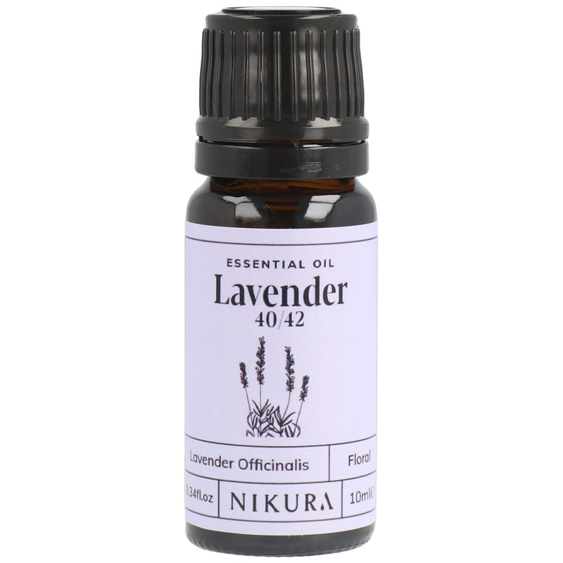 Nikura Lavender 40/42 Essential Oil - 10ml | 100% Pure Natural Oils | Perfect for Aromatherapy, Diffusers, Soap Making, Candle Making | Great for Sleep, Skin, Hair Care | Vegan & UK Made 10 ml (Pack of 1) - BeesActive Australia