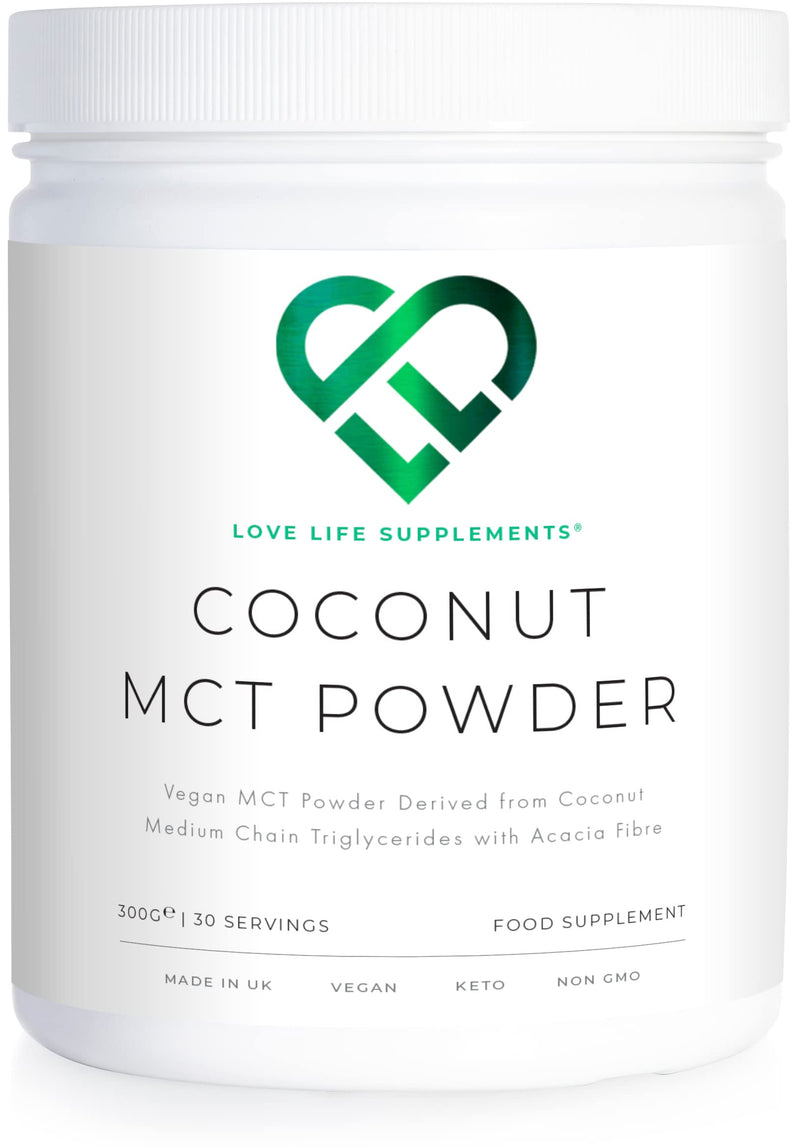 Coconut MCT Powder by LLS | 300g - 30 Servings | MCT Oil Powder High in Healthy Fats and Fibre | 0g Carbs | Perfect for Keto Diet | Completely Vegan | Love Life Supplements - BeesActive Australia