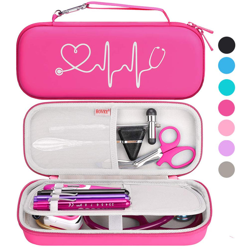 BOVKE Travel Stethoscope Case for 3M Classic III, Lightweight II S.E, Cardiology IV, MDF Acoustica Deluxe Stethoscopes - Extra Room fits Penlight EMT Medical Scissors Nurse Accessories, Raspberry Rasberry - BeesActive Australia