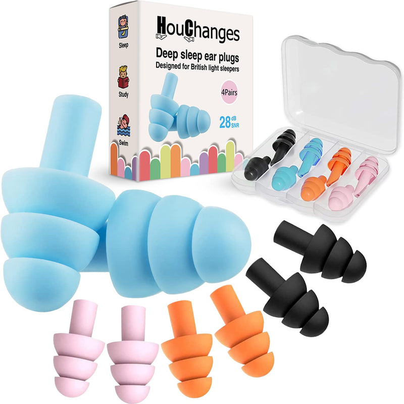 Ear Plugs for Sleep Soft Silicone Reusable, Earplugs for Sleeping Noise Cancelling(4Pairs) 4 Pairs EarPlugs - BeesActive Australia
