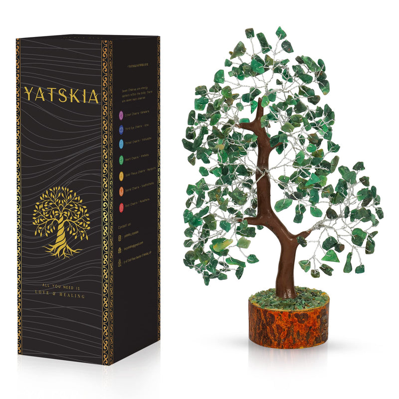 YATSKIA Green Aventurine - Crystal Tree, Gemstone Tree, Chakra Tree of Life, Balancing Tree, Healing Crystal, Crystal and Stone Decor, Fungshui Decorations, Positive Energy Gifts for Women Green Aventurine Silver Wire - BeesActive Australia