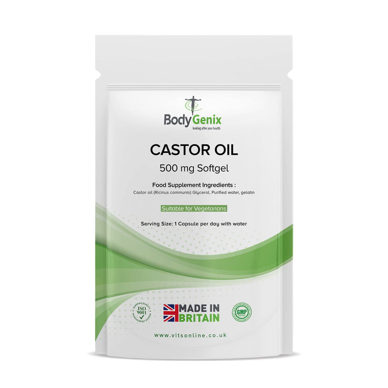 Bodygenix Castor Oil, Intestinal Health, Constipation Castor Oil 500mg Softgel Caps Bodygenix UK Made (30) 1 Month Supply 30 - BeesActive Australia