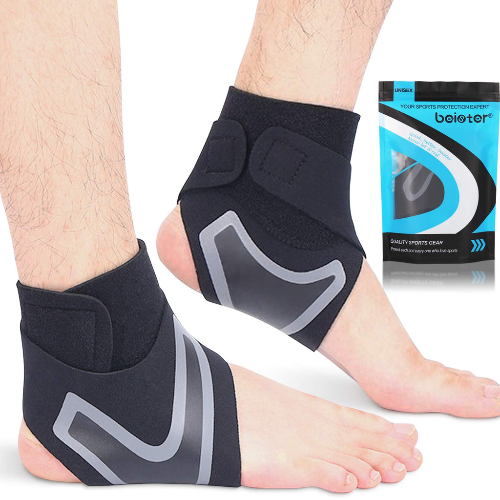 Beister 1 Pair Ankle Support Breathable Neoprene Compression Ankle Brace for Men and Women, Elastic Sprain Foot Warp for Sports Protect, Arthritis, Plantar Fasciitis, Achilles tendonitis, Recovery Black-2 L (Pack of 2) - BeesActive Australia