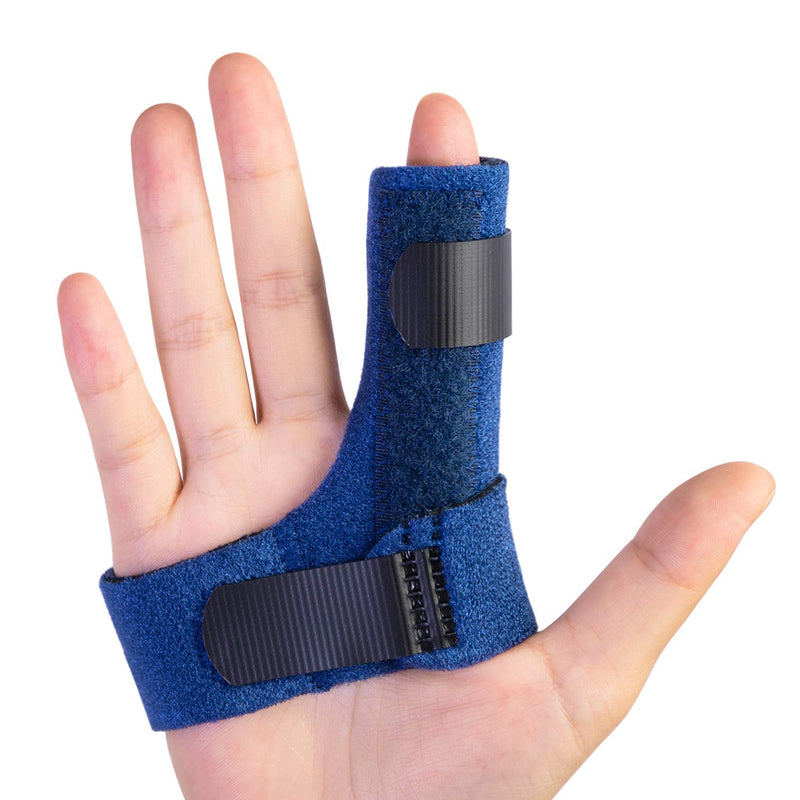 Sumifun Finger Brace for Hands, Finger Splints with 2 Gel Sleeves for Mallet Finger, Trigger Finger, Finger Supports with Built-in Aluminium Bar for Sprains, Pain Relief, Sports Injury, Blue Both Right Hand and Left Hand - Blue - BeesActive Australia