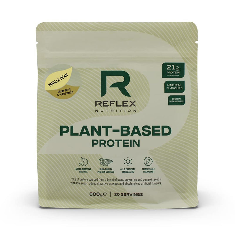 Reflex Nutrition Plant Based Vegan Protein Powder with B12 | Great Taste | (Vanilla Bean, 600g) Vanilla Bean - BeesActive Australia
