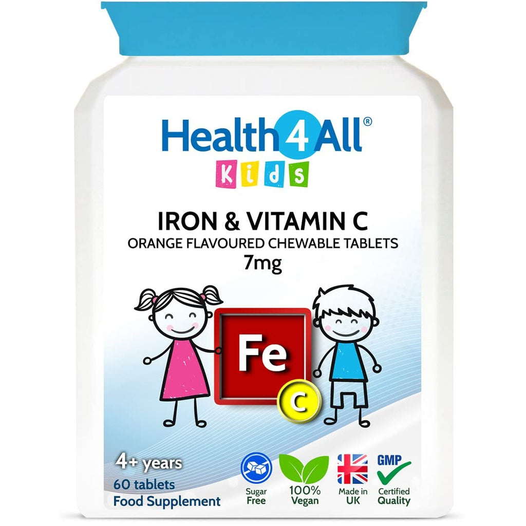 Health4All Kids Iron Chewable 60 Tablets Learning and Growth Support. Vegan Iron Supplement for Children. 60 Count (Pack of 1) - BeesActive Australia