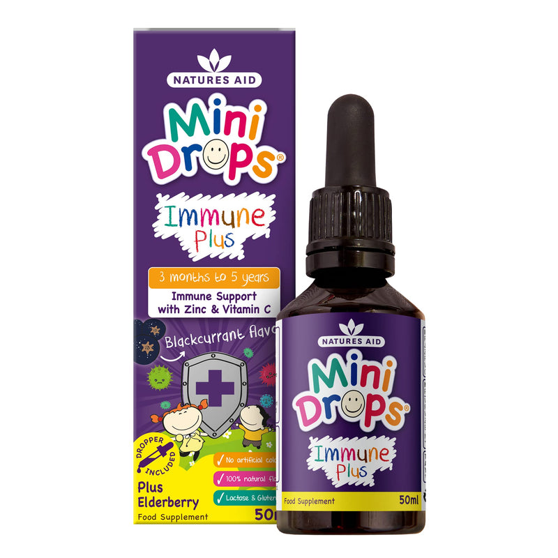 Natures Aid Immune Plus Mini Drops for Infants and Children, No Added Sugar, 50 ml (Pack of 1) Mini Drops Immune Plus, 50 ml - BeesActive Australia