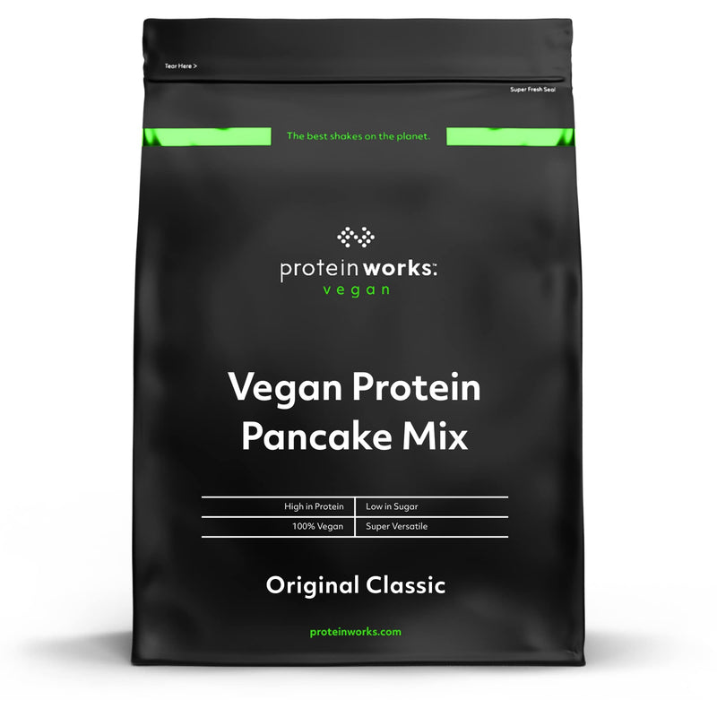 Protein Works - Vegan High Protein Pancake Mix | Low sugar & High Protein | Slow Release Carbs | High Protein Breakfast | Plant Based Breakfast | 6 Servings | Natural | 500g - BeesActive Australia