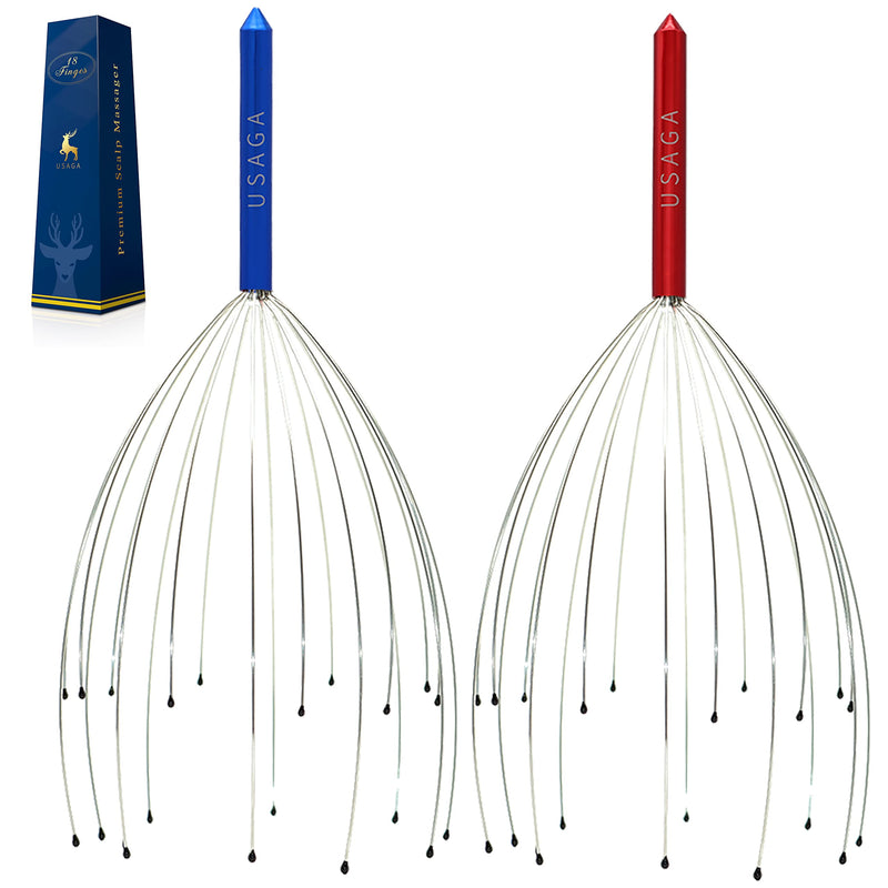 USAGA Head Scratcher, 20 Finger Head Massager, Scalp Massager, Head Whisk Massager for Head Body Stress Relax [2-Pack] Updated Version - BeesActive Australia