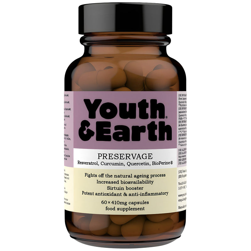 Youth & Earth Preservage (Trans-Resveratrol, Curcumin, Quercetin and BioPerine) 410mg (60 Capsules) - BeesActive Australia