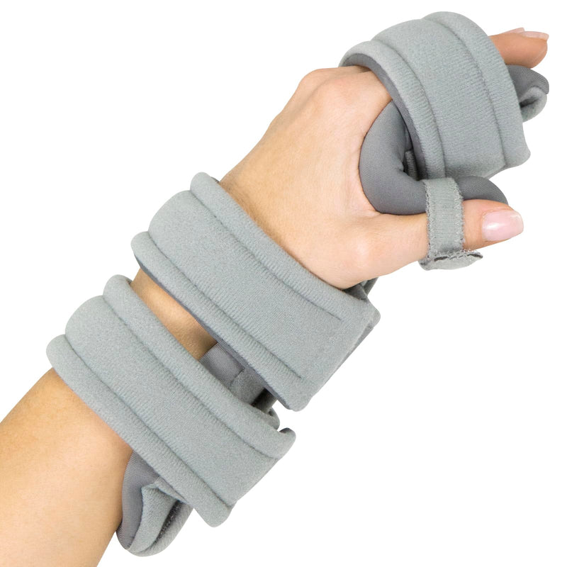 Vive Resting Hand Splint - Night Immobilizer Wrist Finger Brace - Thumb Stabilizer Wrap - for Arthritis, Tendonitis, Carpal Tunnel Pain - Functional Support for Sprains Fractures (Left (Small), Grey) Left (Small) - BeesActive Australia