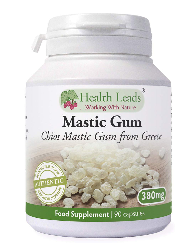 Natural Greek Chios (Xios) Mastic Gum 380mg x 90 Capsules, 100% Authentc Mastiha from Greece, Vegan, Magnesium Stearate Free & No Nasties, Manufactured in Wales - BeesActive Australia
