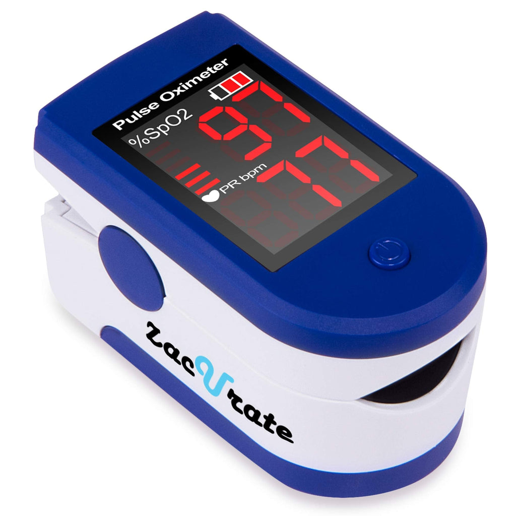 Zacurate® 500CL Fingertip Pulse Oximeter Blood Oxygen Saturation Monitor with Silicone Cover, Batteries and Lanyard (Mystic Blue) - BeesActive Australia