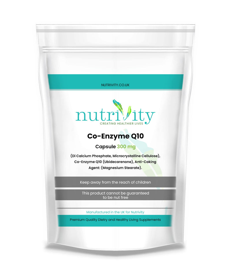 CoQ10 300mg Vegan Capsule - Co Enzyme Q10 High Strength Naturally Fermented Ubiquinone - Made in The UK by Nutrivity (120) 120 - BeesActive Australia