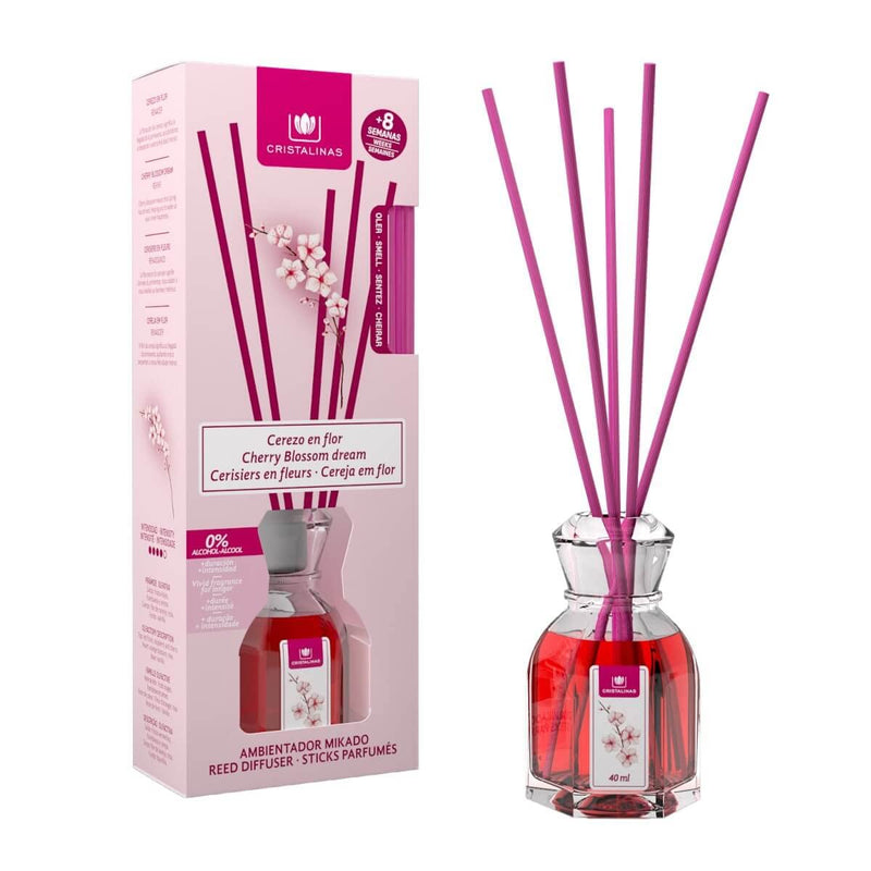 CRISTALINAS Air Freshener, Reed Diffuser, 40ml / 8 weeks, 0% alcohol, Cherry Blossom Dream 40 ml (Pack of 1) - BeesActive Australia