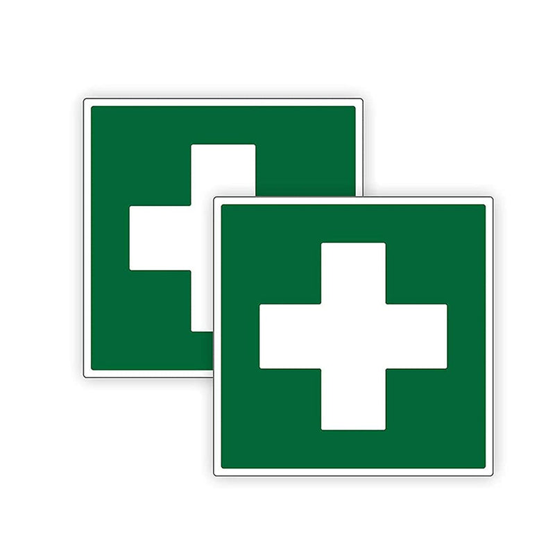 Pack of 2 First Aid Sign Self Adhesive (75 x 75 mm) Waterproof First Aid Sticker for Emergency Sara Prints® 75mm x 75mm - BeesActive Australia
