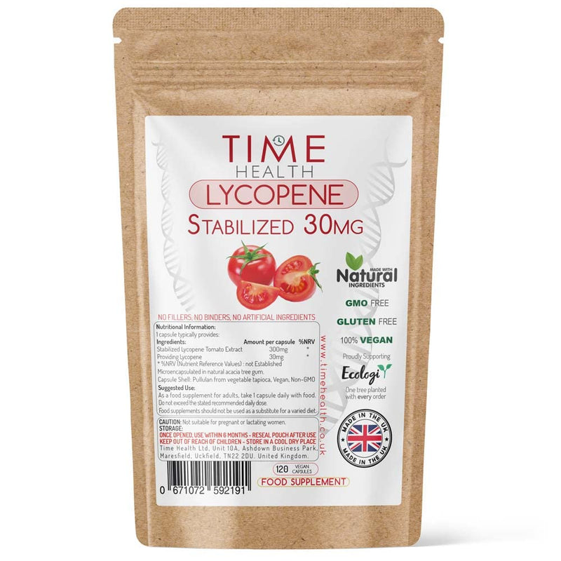 Lycopene � 30mg per Capsule � Stabilized, Microencapsulated Formula � Tomato Extract � Vegan � Zero Additives (120 Capsule Pouch) 120 Count (Pack of 1) - BeesActive Australia