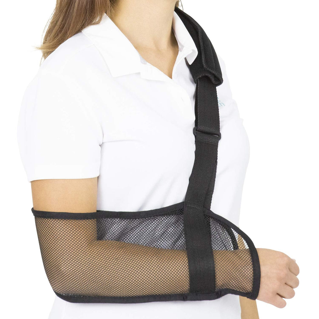 Vive Mesh Shoulder Sling - Arm Brace For Torn Rotator Cuff Injury - Right/Left Support For Men and Women - Adjustable Immobilizer For Shower - Stabilizer For Elbow, Wrist, Thumb Injuries, Dislocation Black - BeesActive Australia