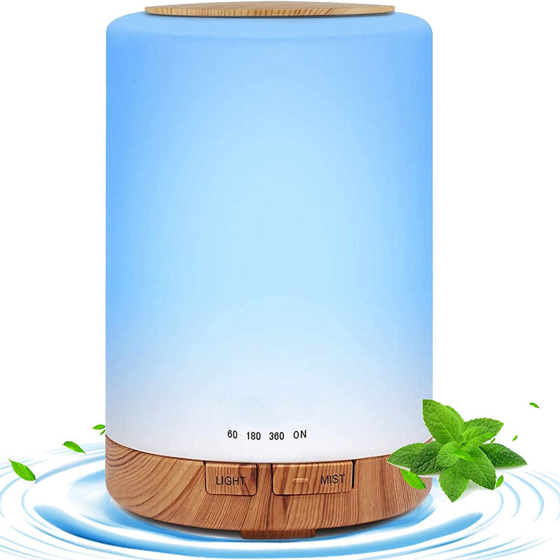 Essential Oil Diffuser- 300ml Aroma Diffuser Humidifier, Anion Air Diffuser with 7 Colorful Led Lights, Quiet Ultrasonic Aromatherapy Diffuser with Cool Mist, Air Humidifier for Bedroom, Home, Office 300ml (Pack of 1) Brown - BeesActive Australia