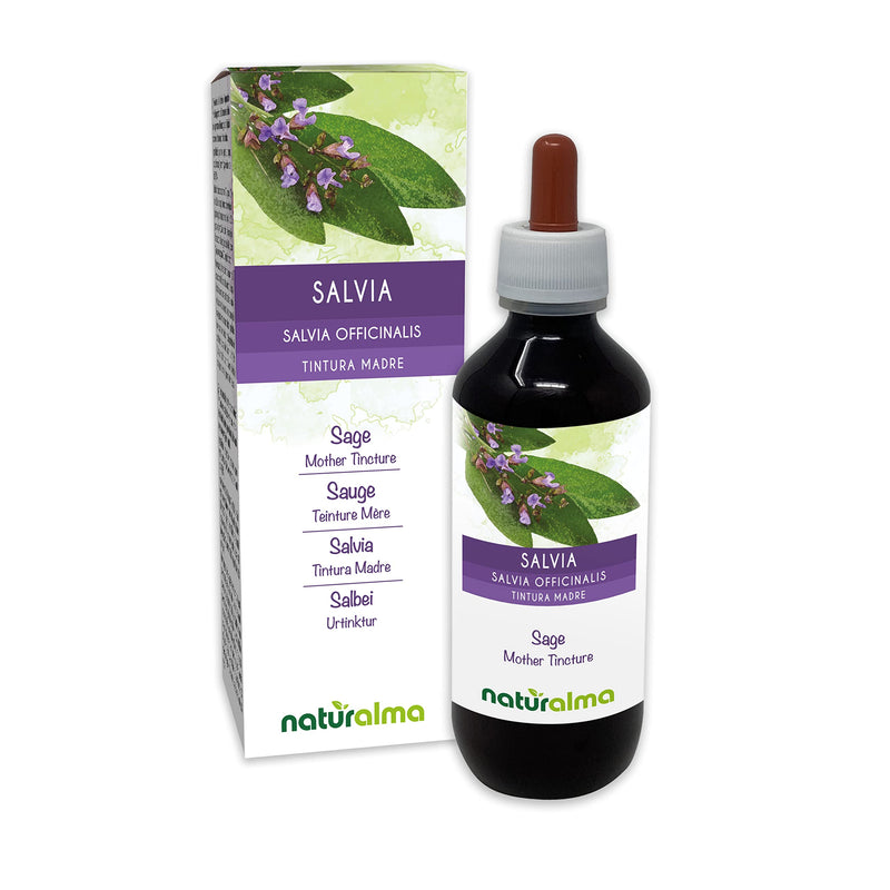 Sage (Salvia officinalis) Leaves Alcohol-Free Mother Tincture Naturalma | Liquid Extract Drops 200 ml | Food Supplement | Vegan 200 ml (Pack of 1) - BeesActive Australia