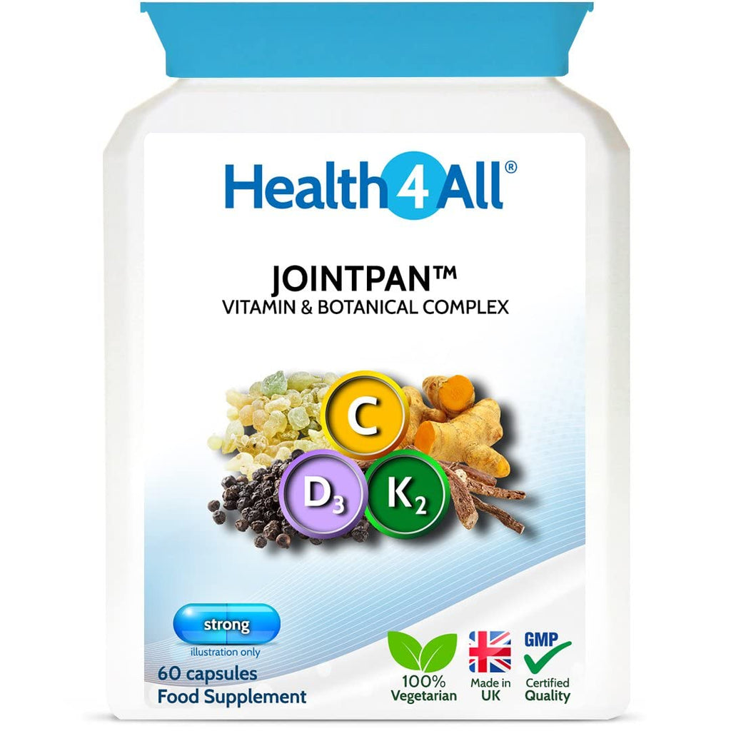 Health4All Jointpan Joint Support 60 Capsules (not Tablets) with Boswellia Serrata, Turmeric, Ashwagandha, Vitamins D3 and K2 MK-7. Strong Joint Pain, stiffnes and OA Supplement 60 Count (Pack of 1) - BeesActive Australia